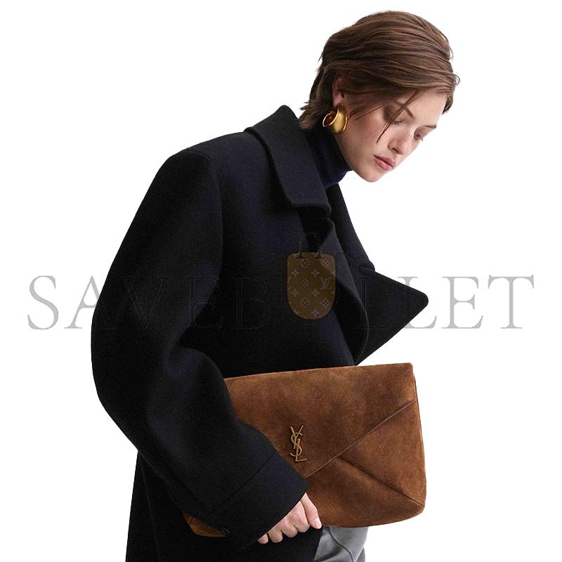 YSL CASSANDRE LARGE POUCH ON CHAIN IN SUEDE 8558021U80W2916 (35*22*3cm)